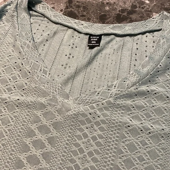 Shein Plus Eyelet Embroidery Petal Sleeve Top - Size 4XL - Picture 10 of 12